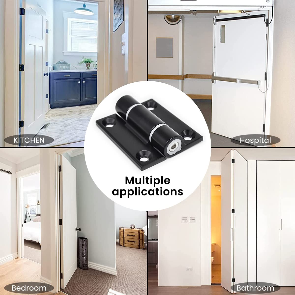 HASTHIP® Door Hinges for Interior Door, 6.5 * 5.5cm Heavy Duty Spring Hinges for Interior and Exterior Doors, Black (Not Include Crews)