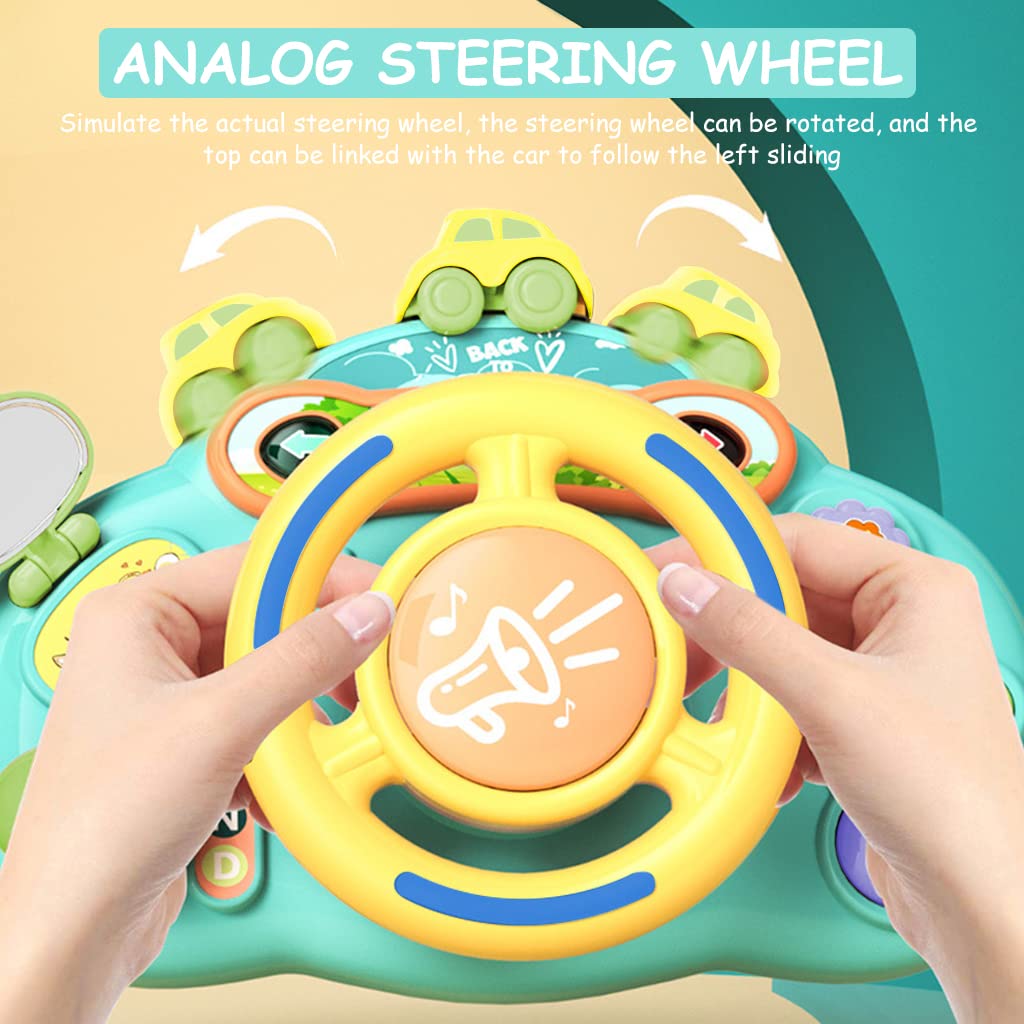 PATPAT Music Driving Steering Wheel Toy for Kids with Screw-Sealed Battery Case and 27x9cm Size | Mountable Crib Play Toy for Baby 1–3 Years