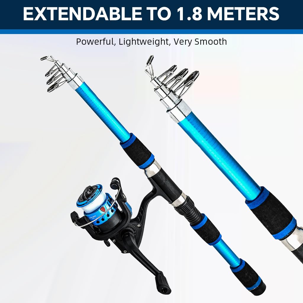 Proberos Fishing Rod Kit for Beginners with 1.8m Glass Fiber Pole and Reel | Kids Outdoor Set