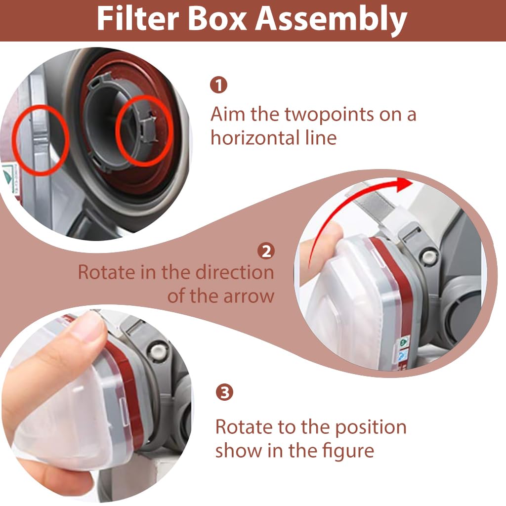 HASTHIP Gas Mask Respirator Set for Painting and Chemical Work with Dual Filtration System and 10 Replacement Filter Pads | Includes Safety Goggles for Full Face Protection