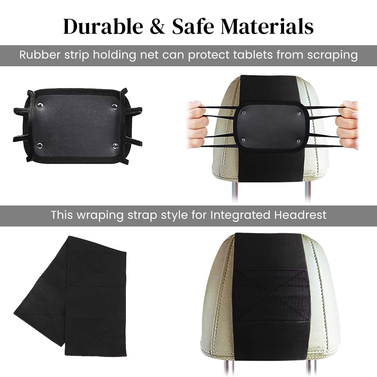 STHIRA Car Tablet Holder for Backseat with Adjustable Silicone Strap and Hoop & Loop Closure | Fits 7–10.5 inch Tablets