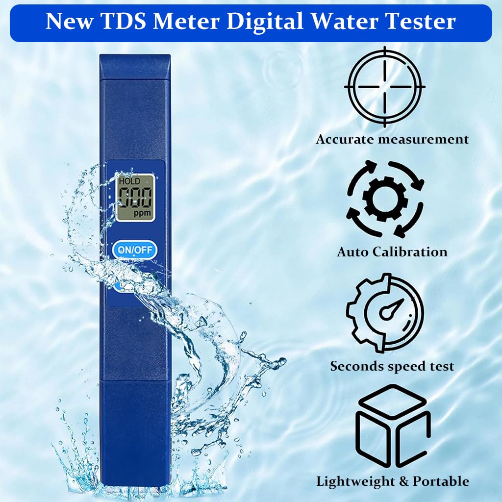 HASTHIP TDS Meter for Pool and Drinking Water with 0-9990ppm LCD Display and Alloy Probes