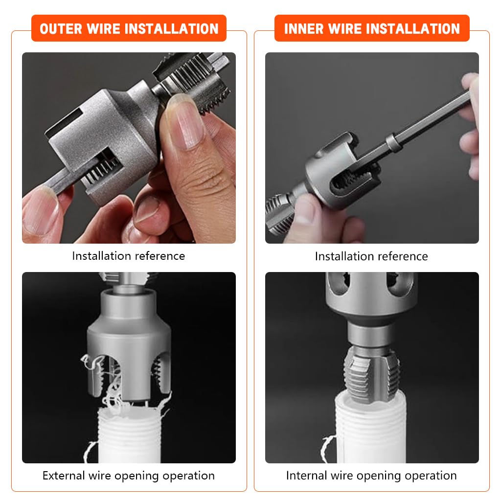 Serplex Pipe Threading Die Head for Electric Drill Use with Hex Shank and 3/4 in NPT Threads | Chrome Vanadium Alloy Steel