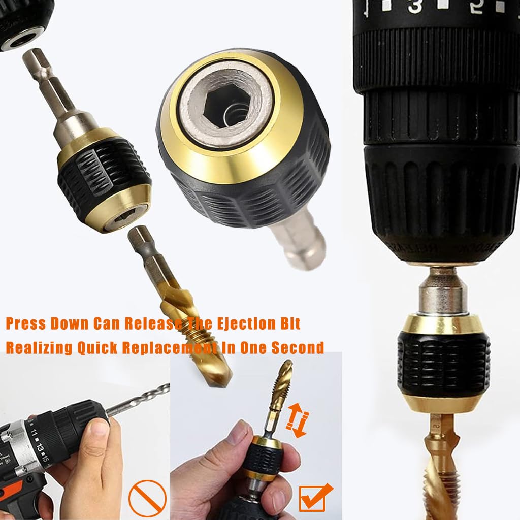 Serplex Flexible Drill Bit Extension Set 4PCS with 60mm 1/4 inch Hex Shank | Quick Release Adapter