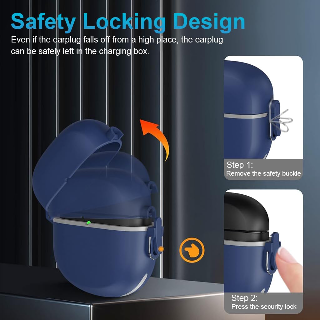 ZORBES Protective Case for QuietComfort Earbuds II 2022 with Safety Locking Design | 7.5x7.2 cm TPU Cover in Blue