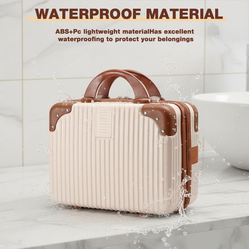 MAYCREATE Makeup Bag for Travel with 30x22x15cm Hard Shell Waterproof Zip-Up Case | 14 Inch Carry-On