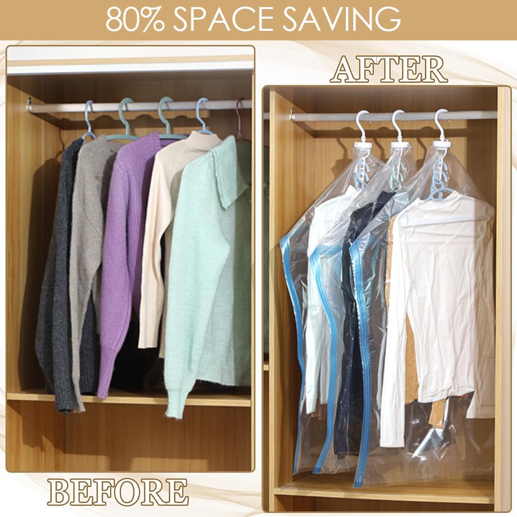 HASTHIP Hanging Vacuum Storage Bags for Clothes with Double Seal Zippers and Hooks | 4Pcs 41 and 57 in Dustproof Closet Bags