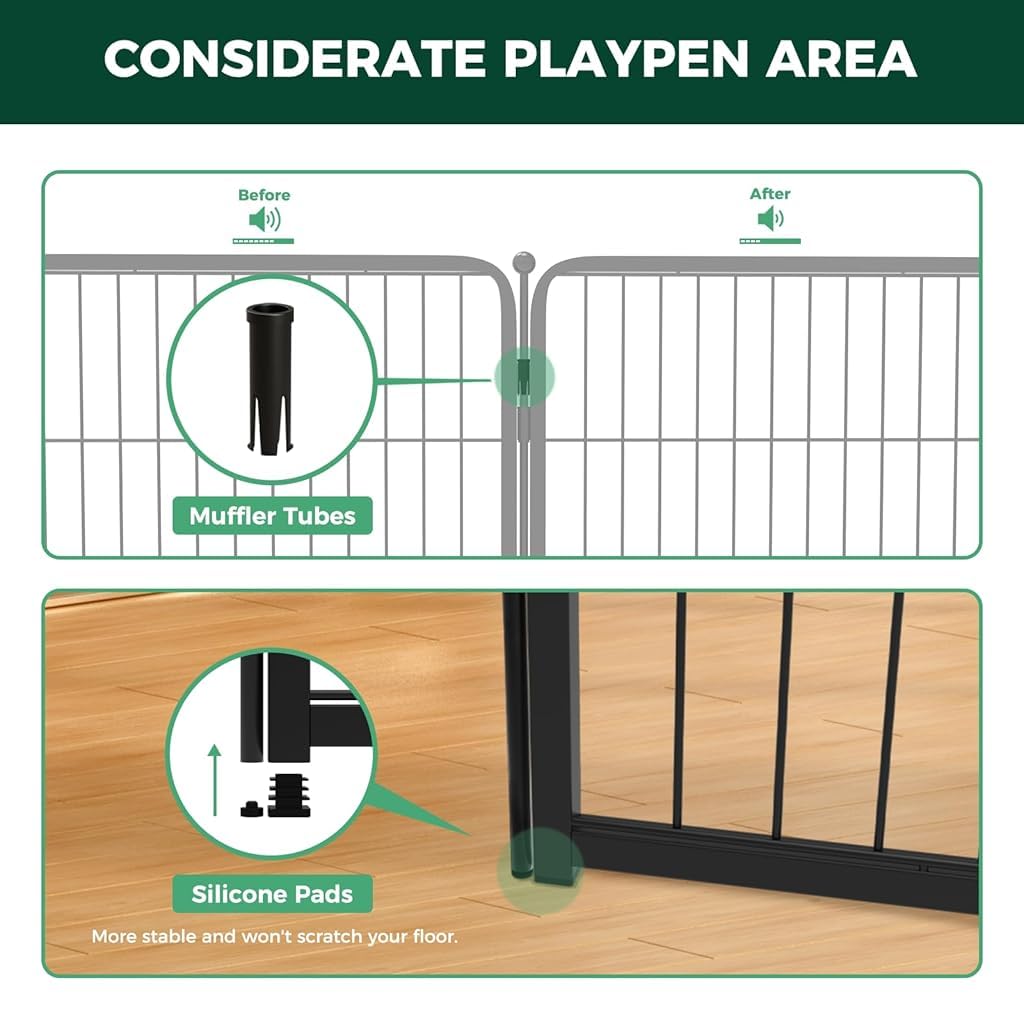 Qpets Dog Playpen for Indoor Use featuring 6 Panels 50x50cm with Door and Metal Grid Design