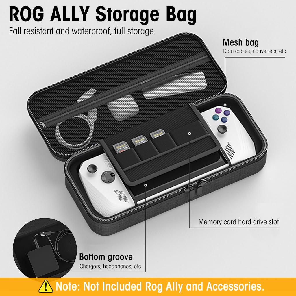 ZORBES Carrying Case for Rog Ally featuring 12.79×5.47×3.35 in EVA shell and mesh pouch | waterproof travel storage bag