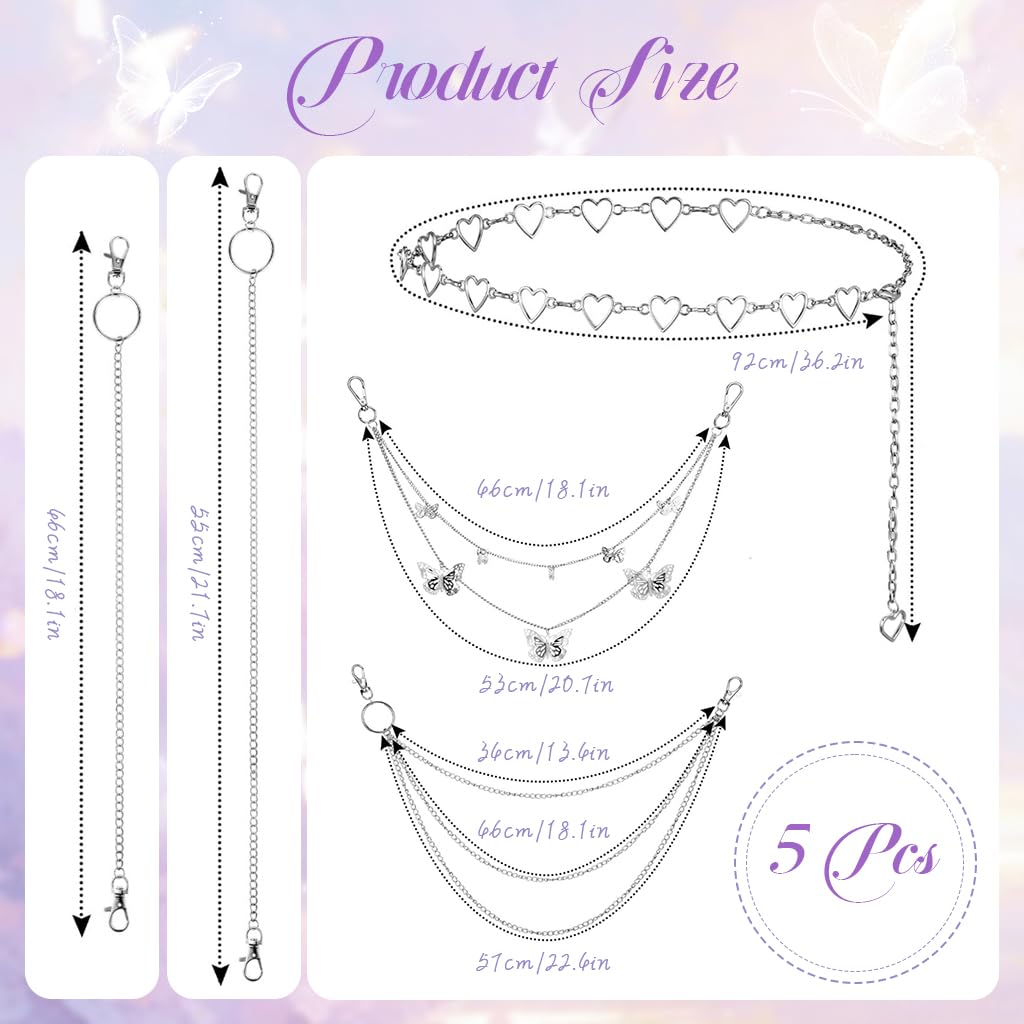 SANNIDHI Waist Chain for Women with 5 Adjustable Layers in Silver Alloy | Trendy Hip Hop Style