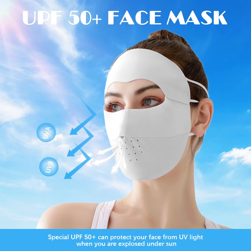 Venzina Face Mask for Sun Protection with UPF 50+ and Removable Forehead Piece | Grey Ice Silk Cooling Cover for Women