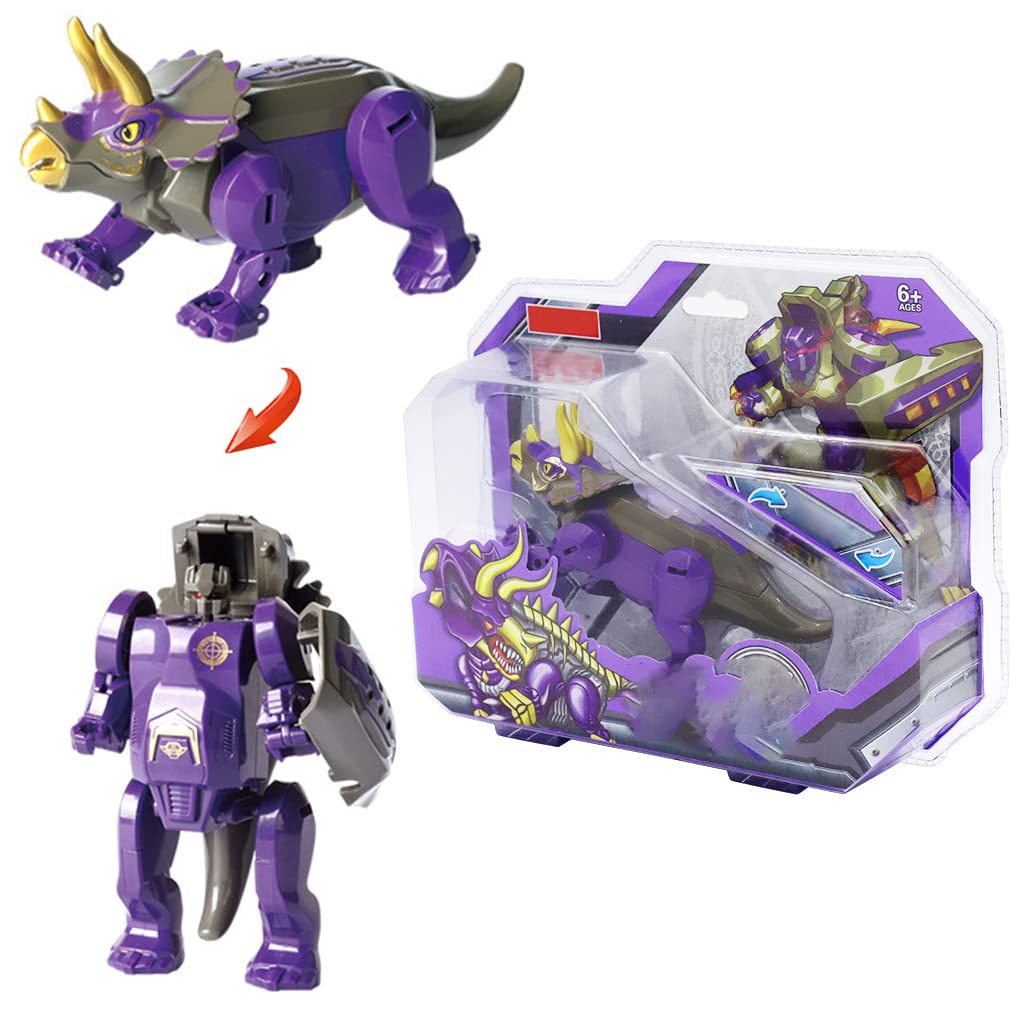 PATPAT Dinosaur Toys for Kids with 3.9 in Triceratops Transforming Robot | ABS Safe Gift