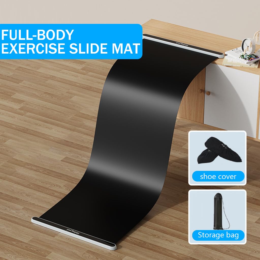 Proberos® Slide Board Mat Fat Burning 6.5ft Sliding Training Mat with Professional Sliding Boots Sliding & Storage Bag Sliding Practice Mat Leg Strength Anti-slip PVC Sliding Training Mat