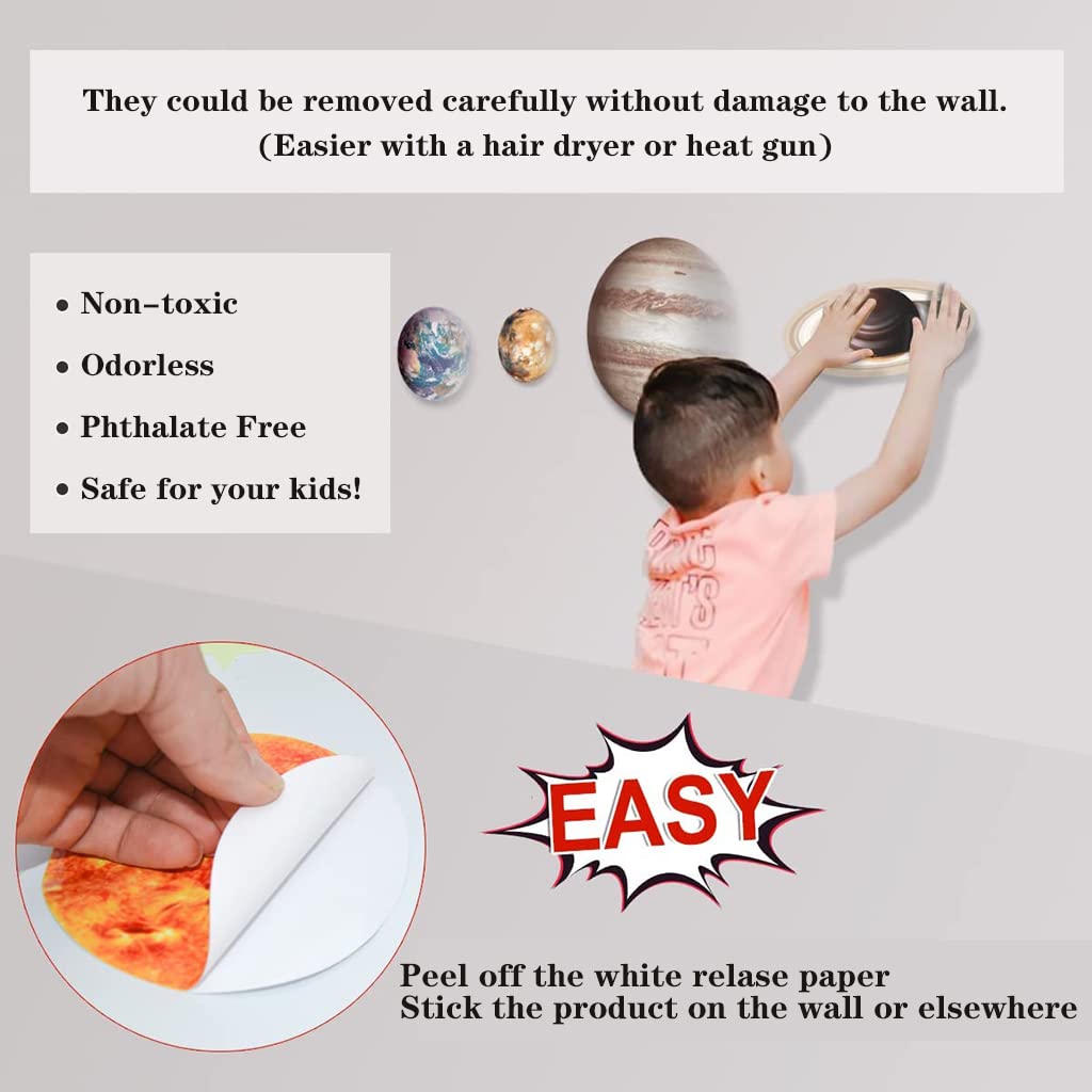 HASTHIP 3D Luminous Wall Sticker Set for Starry Bedroom with 110 pcs Glow Planets and Stars | Self Adhesive Waterproof PVC Decor