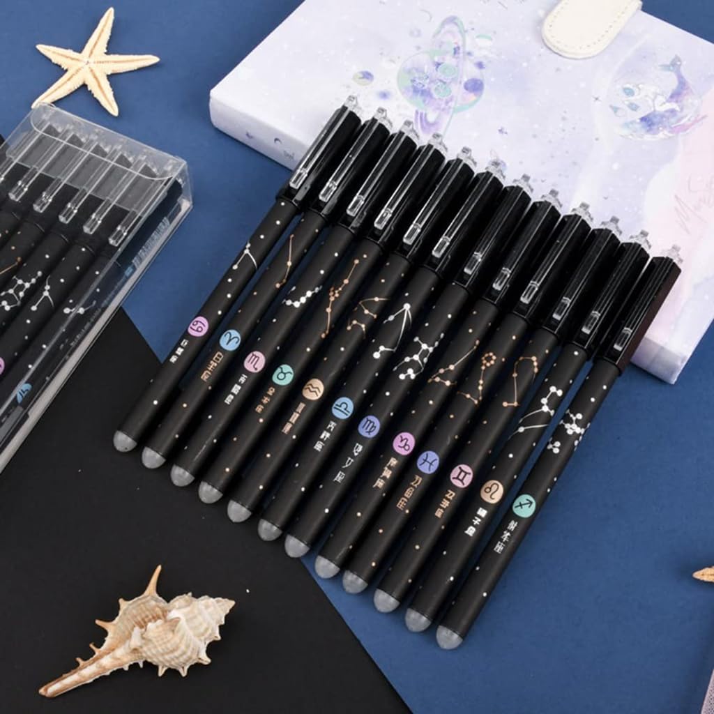 Zibuyu Erasable Gel Pens for School and Office with 0.5mm Fine Point | Constellation Design Set of 12