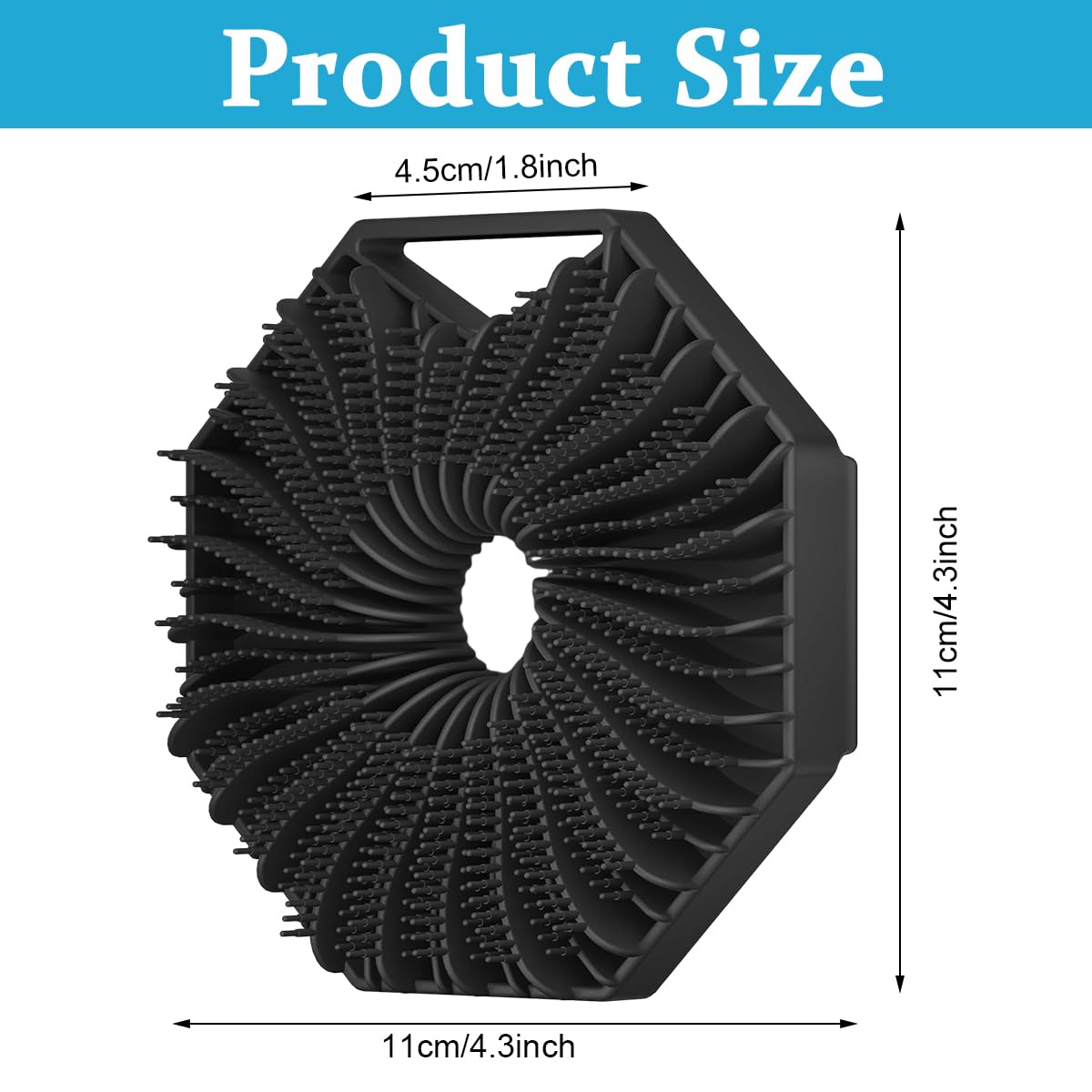 HANNEA Silicone Body Scrubber for Sensitive Skin with Soft Massage Bristles | 2PCS Black