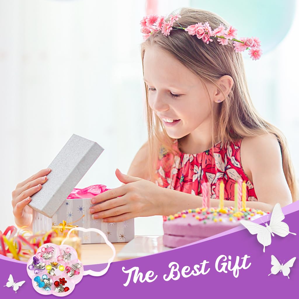 MAYCREATE Earrings for Girls featuring 7 Pairs Clip On Non Pierced Designs | Kids Party Jewelry