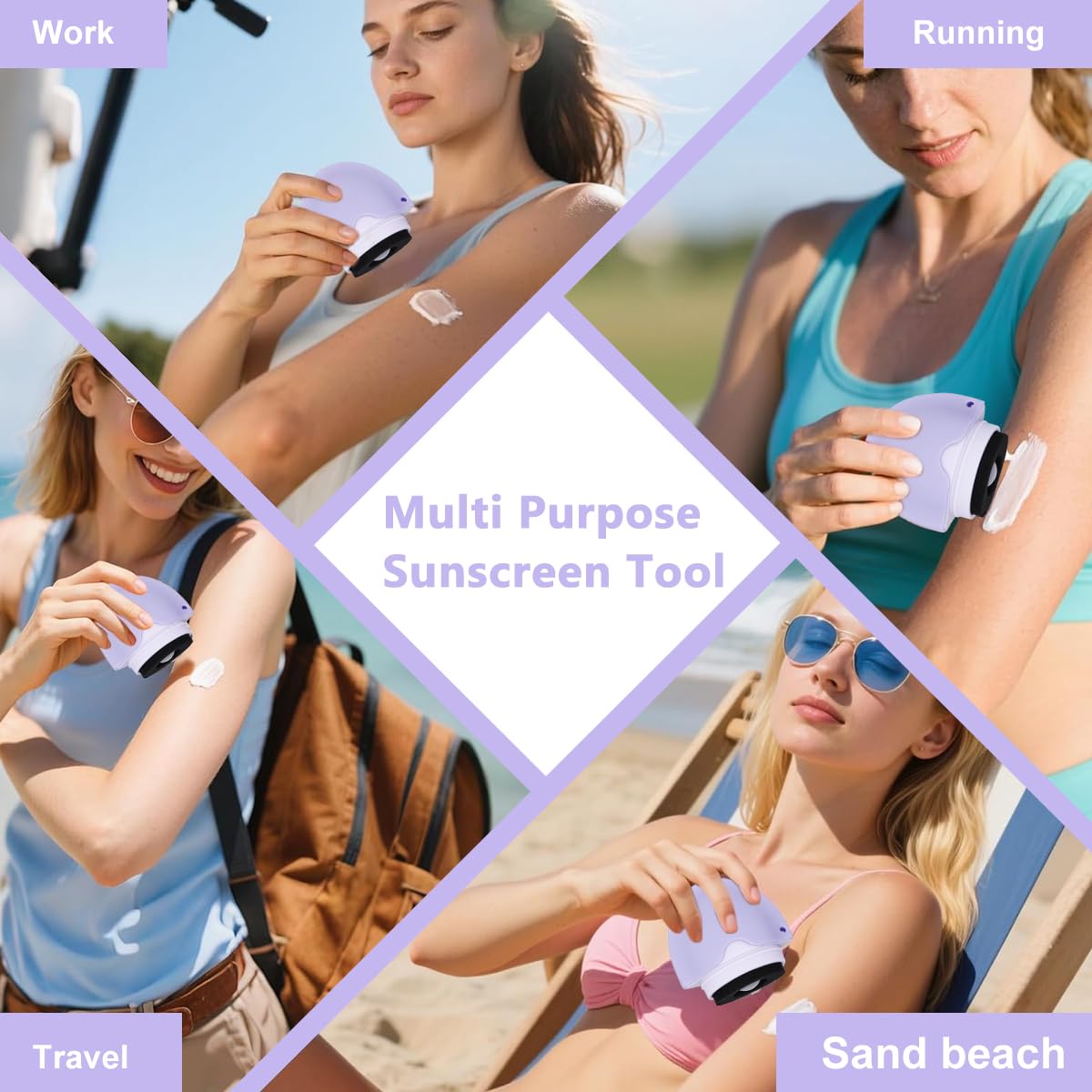 MAYCREATE Sunscreen Applicator for Beach and Travel with Roller Design and Silicone Housing | Lid and Lanyard