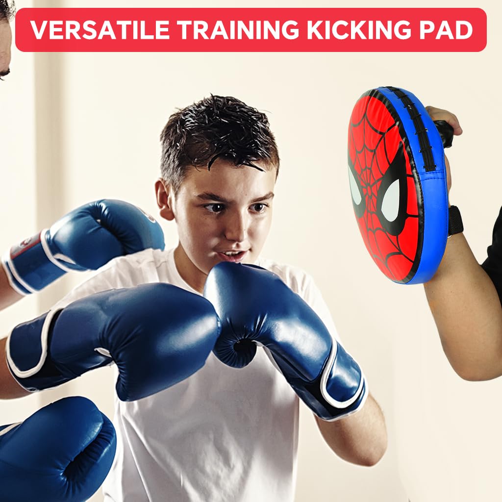 Proberos Kicking Pad for Martial Arts Training with Dual Hand Straps and PU Surface | 11.58 in Round Pad for Kids and Teens