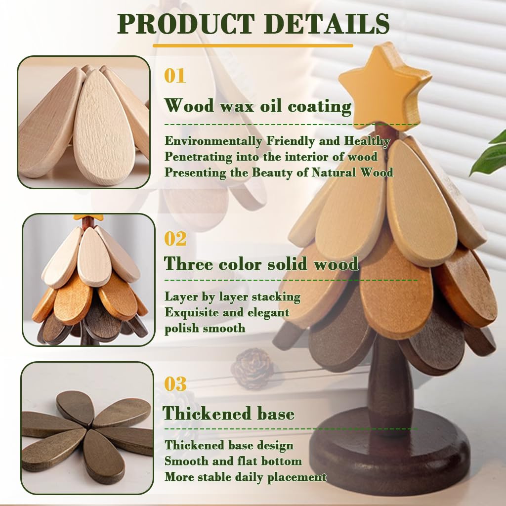 HASTHIP Wooden Coasters Set for Dining Table with Tree Shaped Holder and Rustic Floral Design | 3pcs Heat Resistant Cup Mats