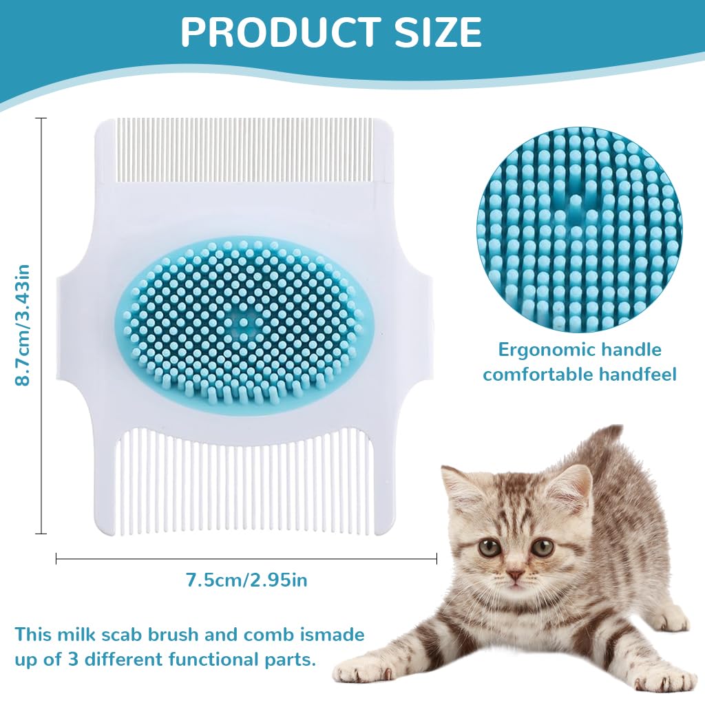 Qpets Cats Grooming Brush for All Coat Types with Dual Head and Soft Rubber Bristles | Ergonomic Grip for Comfortable Grooming