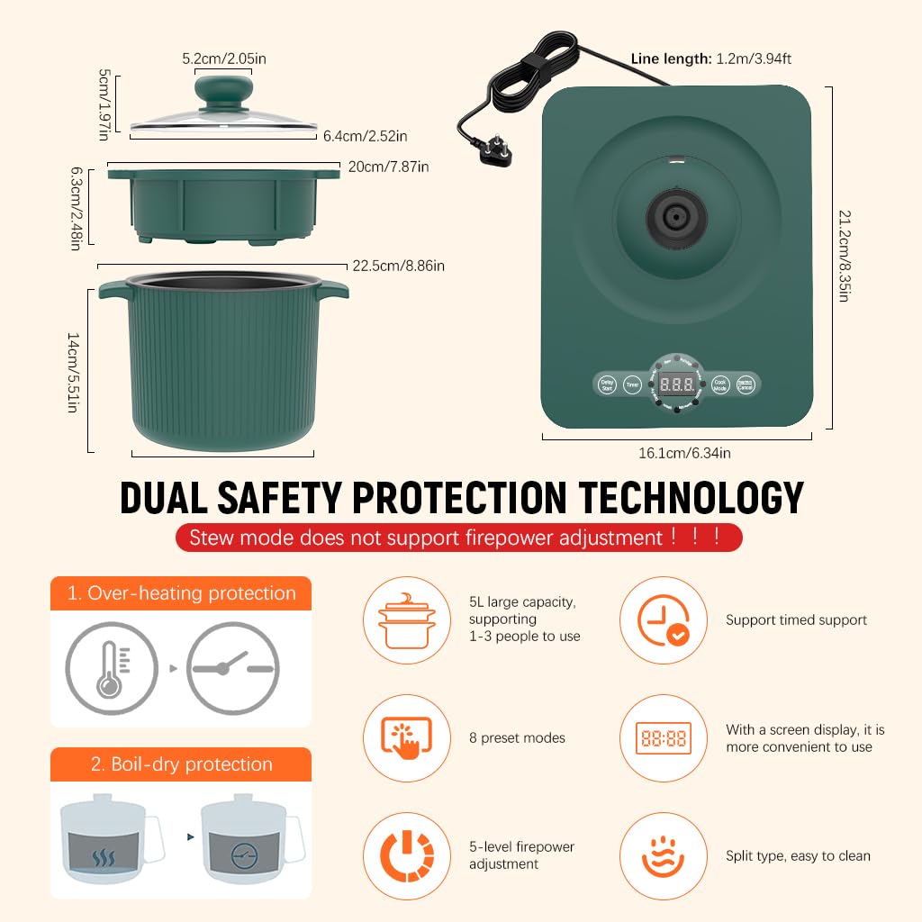 Supvox Pot and Radiant Cooker with 650W Power and 8 Smart Menus | 1.5L Non-stick Steamer