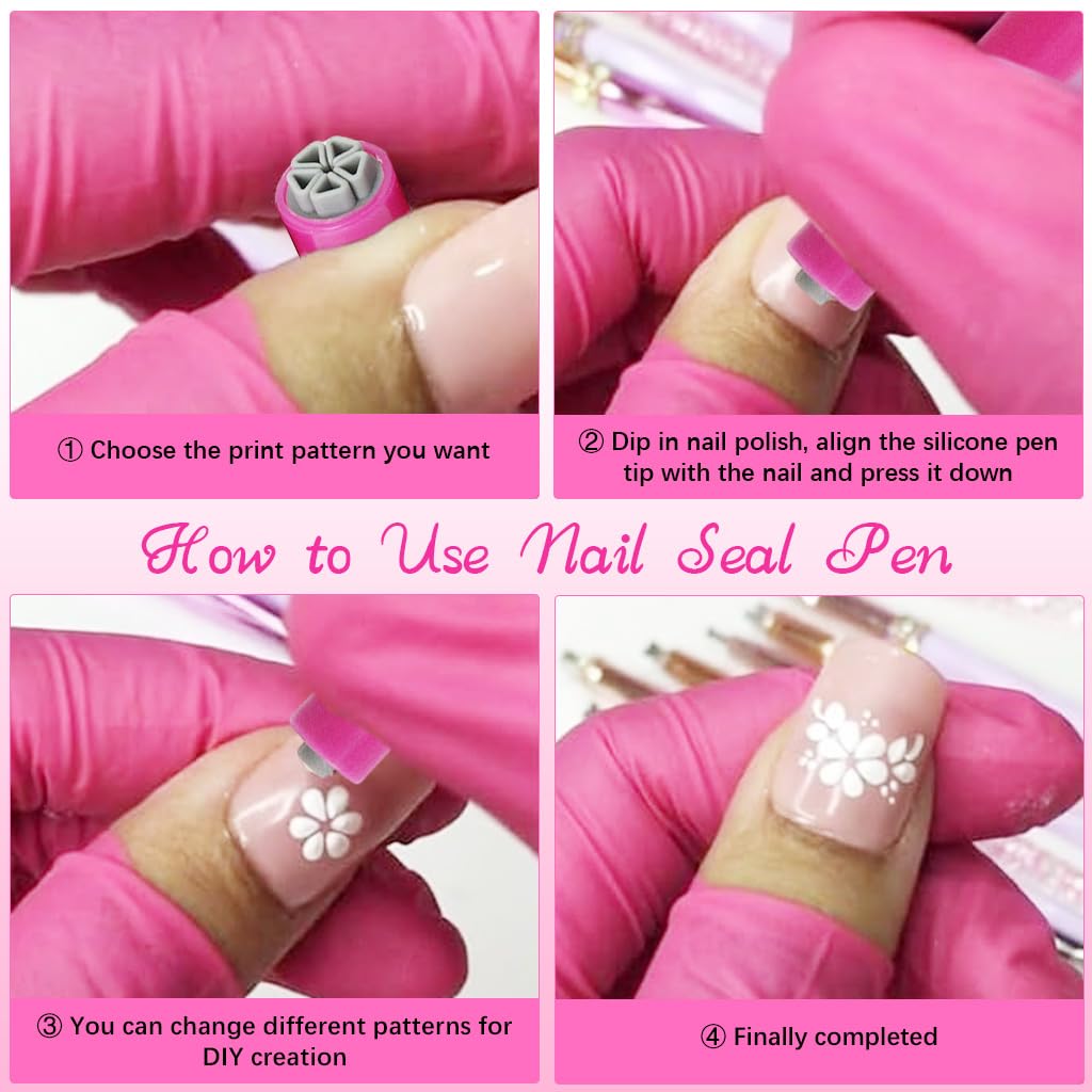 MAYCREATE Nail Art Stamps for DIY Floral Designs featuring 6pcs Set with Plastic Reusable Tools