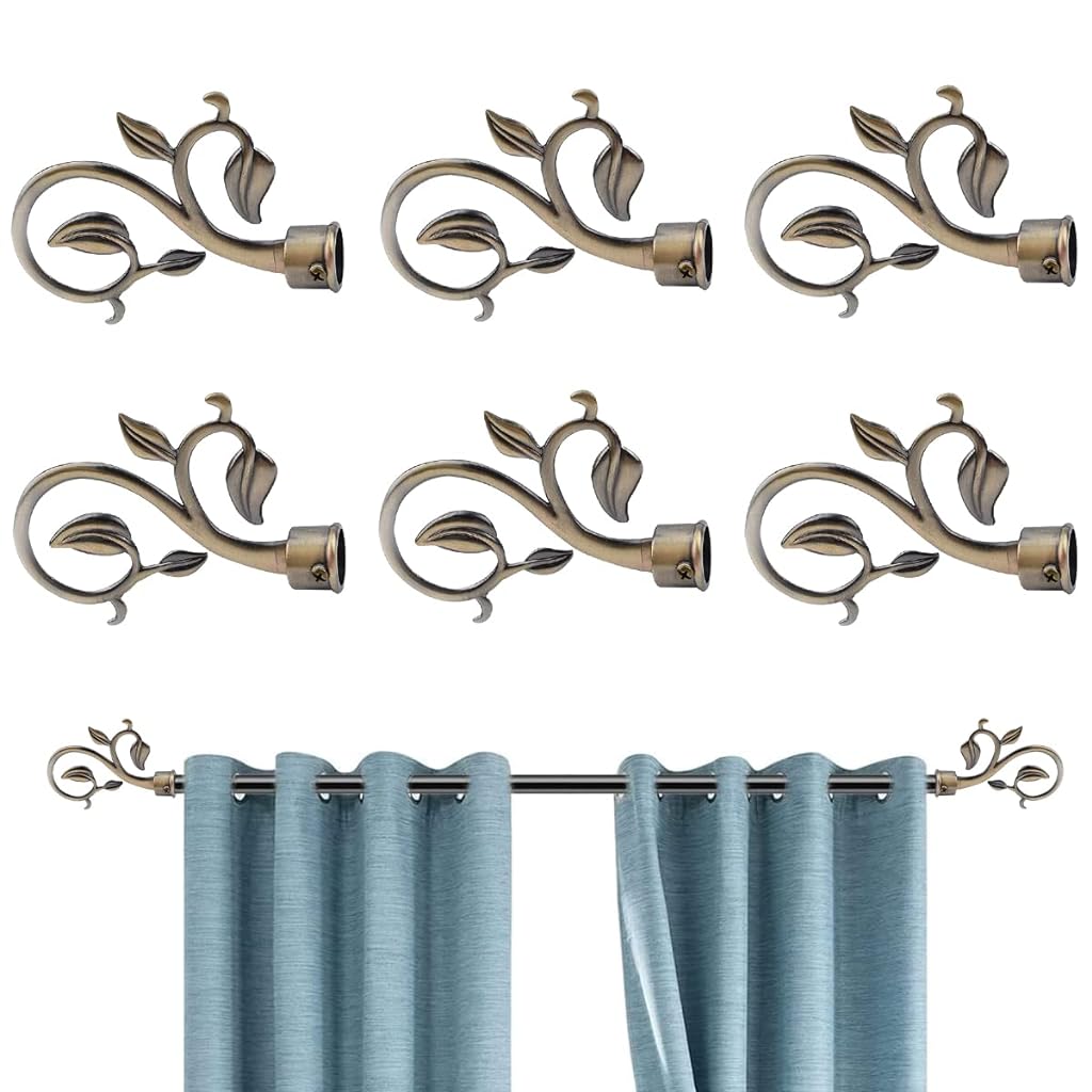 HASTHIP® 6pcs Curtain Brackets Set, Alloy Zinc Modern Curtain Rod Finials/Curtain Fittings Fits for Dia. 20-22.5mm Curtain Rods