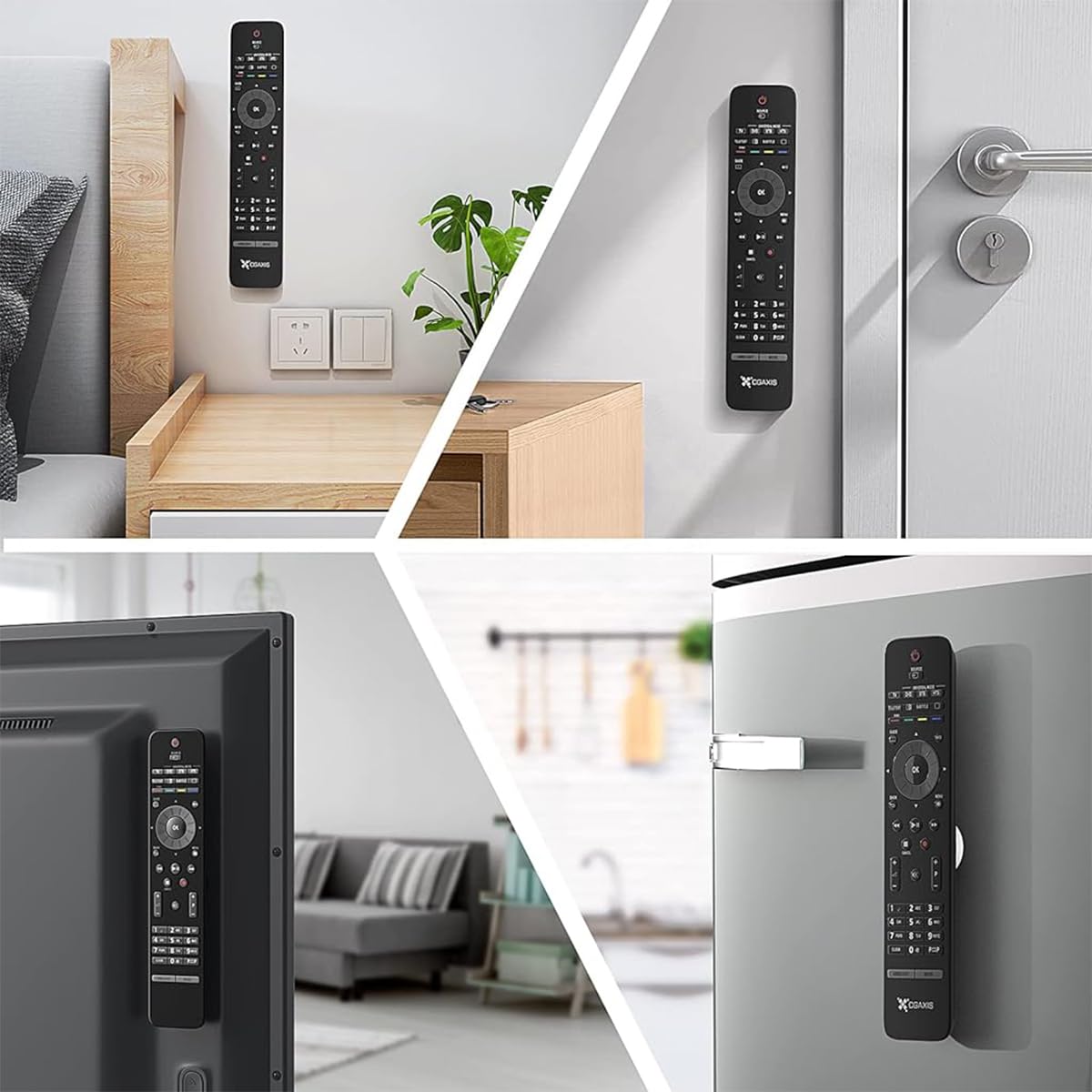 Verilux Magnetic Remote Control Holder for Wall Organization with Dual Lock Design | 4Pcs Self Adhesive ABS Mount