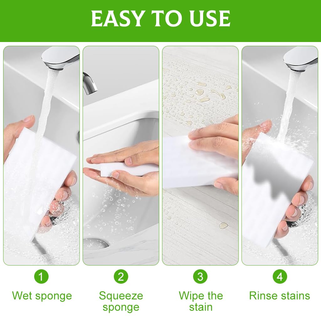 HASTHIP Magic Eraser Cleaning Pads for Kitchen and Bathroom with 8Pcs 6X Density Melamine Foam | Non Scratch Surface Cleaner