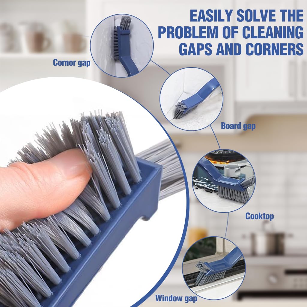 HASTHIP Gap Cleaning Brush for Bathroom and Kitchen with Dual Head Hard Nylon Bristles | 2 Pack