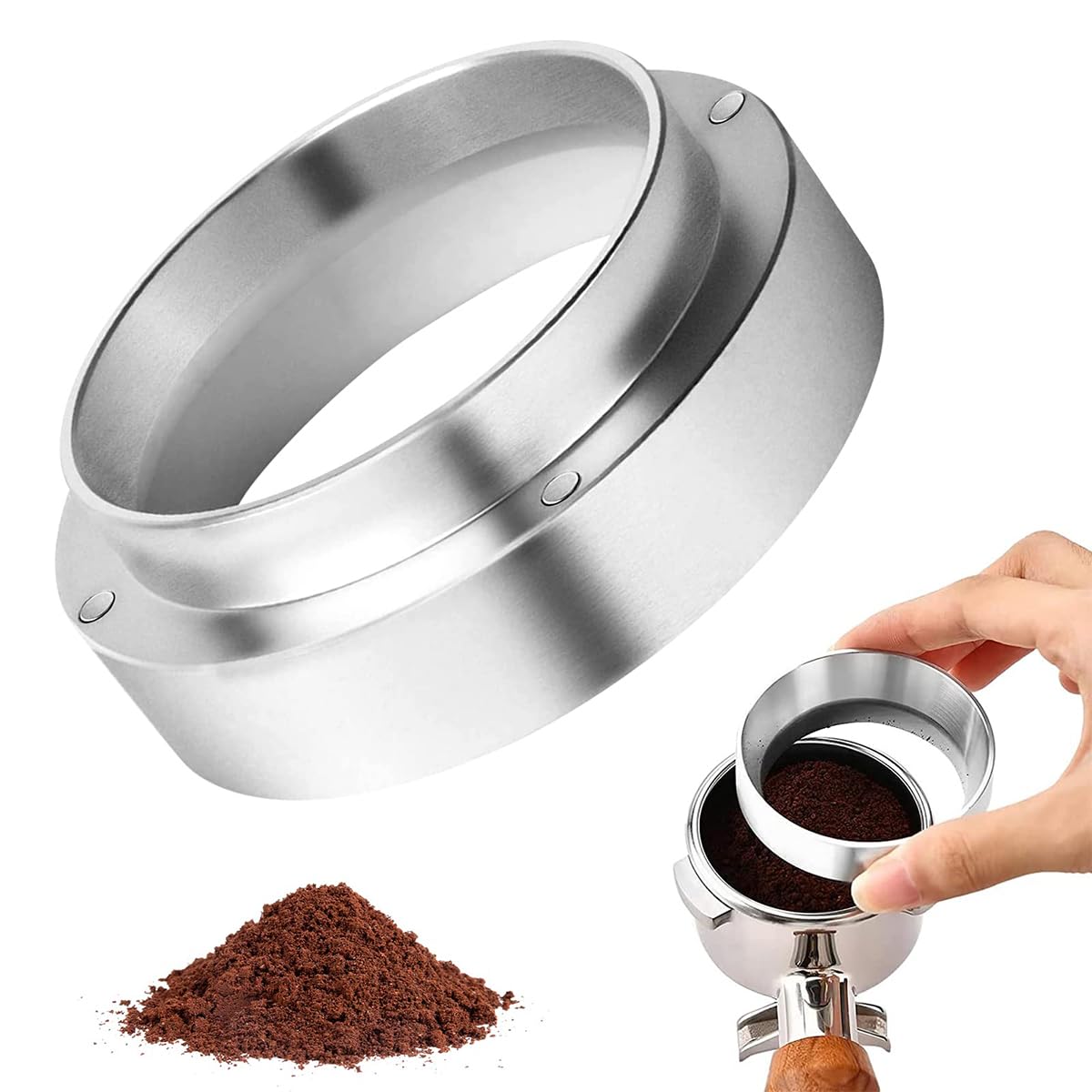 Supvox Espresso Powder Ring for 51mm Portafilter with Magnetic Snap-On Design | Stainless Steel