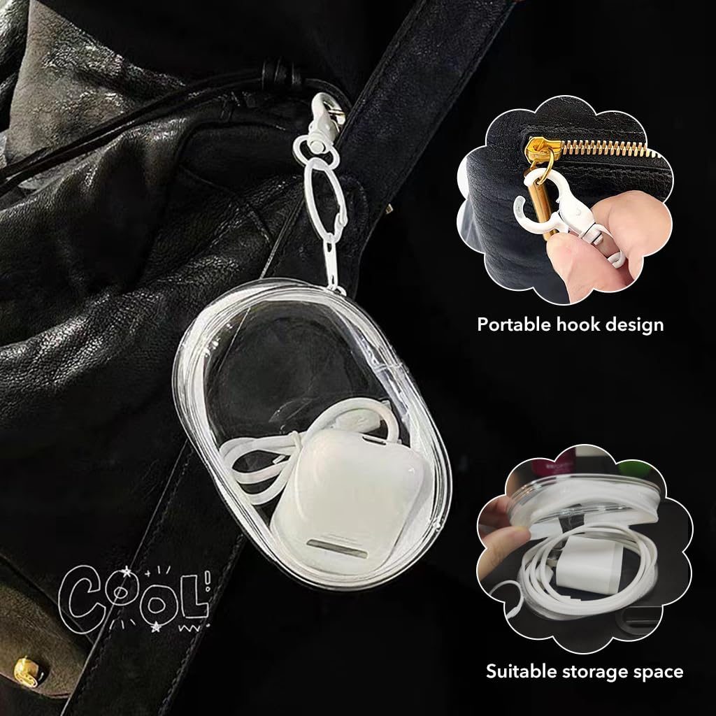 Supvox Charging Cable Storage Bags for Travel with Quick Release Buckle PVC 10.5x6.5x3.6cm