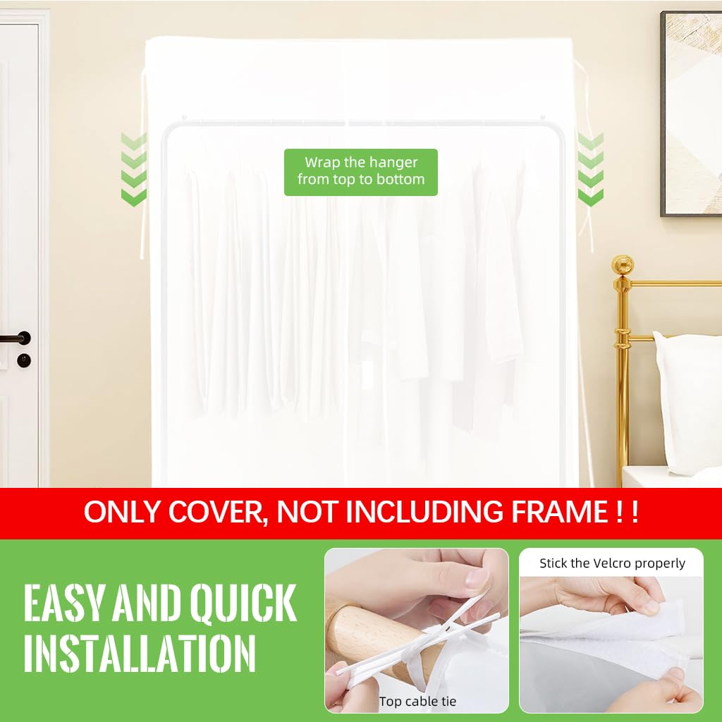 HASTHIP Clothes Rack Cover for Dustproof Organization with 2 Piece Design and PEVA 150x120cm
