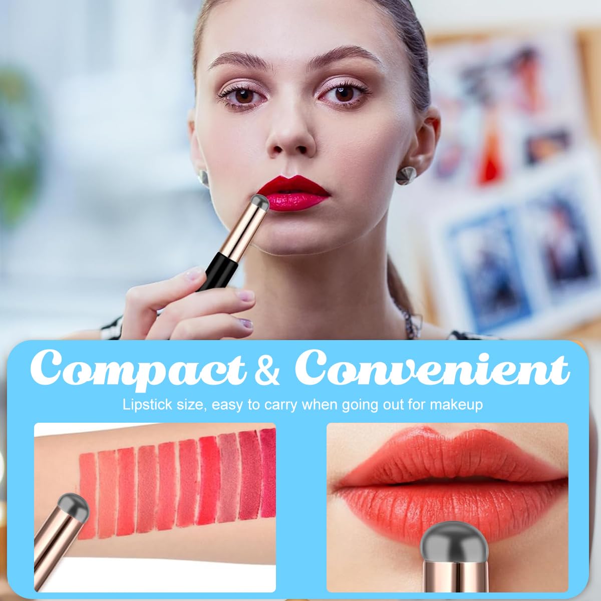 MAYCREATE Silicone Lip Balm Brush Set for Lipstick and Gloss Application with Lid | 2pcs Reusable Black Makeup Tool