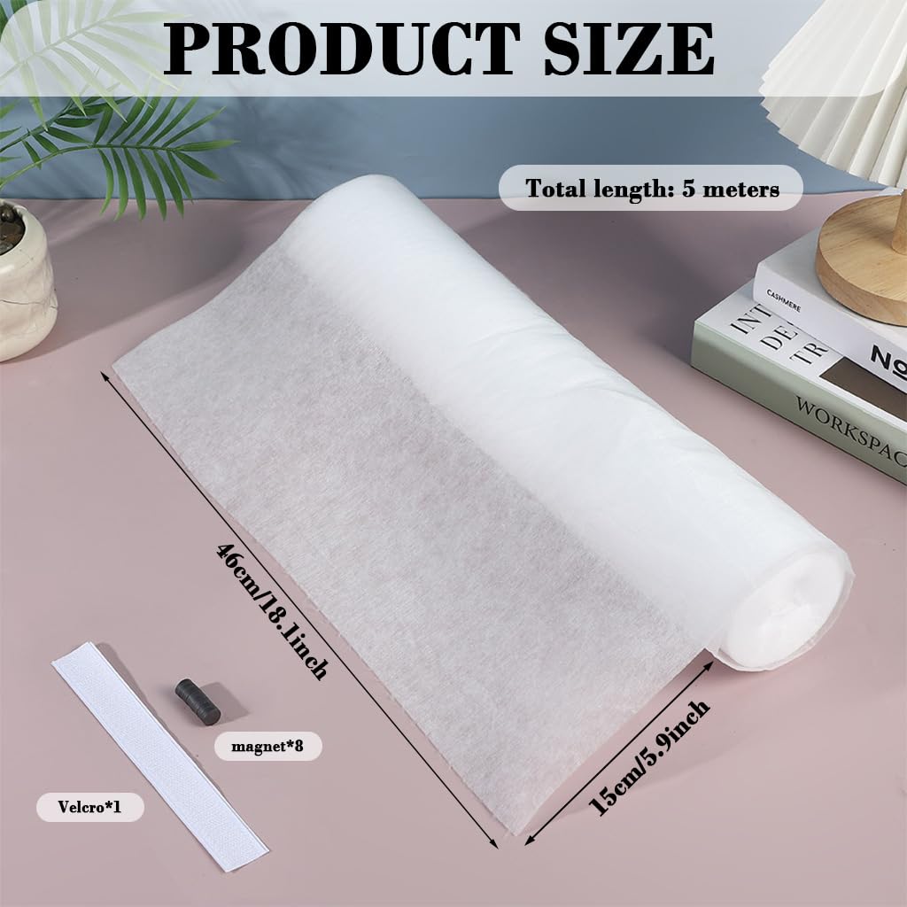 Supvox Oil Blotting Paper Roll for Range Hook 46cm x 5m with Cut-to-Fit Design | Heat Resistant Grease Absorbing Sheet