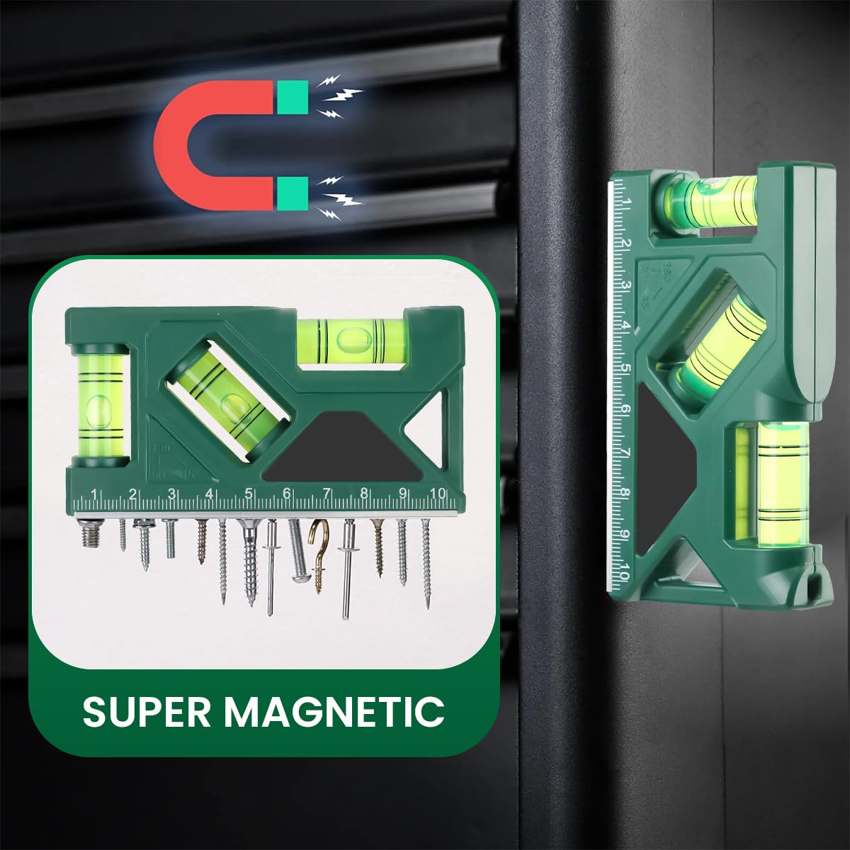 Serplex Magnetic Leveler Tool for Construction and HVAC Installation with 3 Bubble Vials | 2PCS