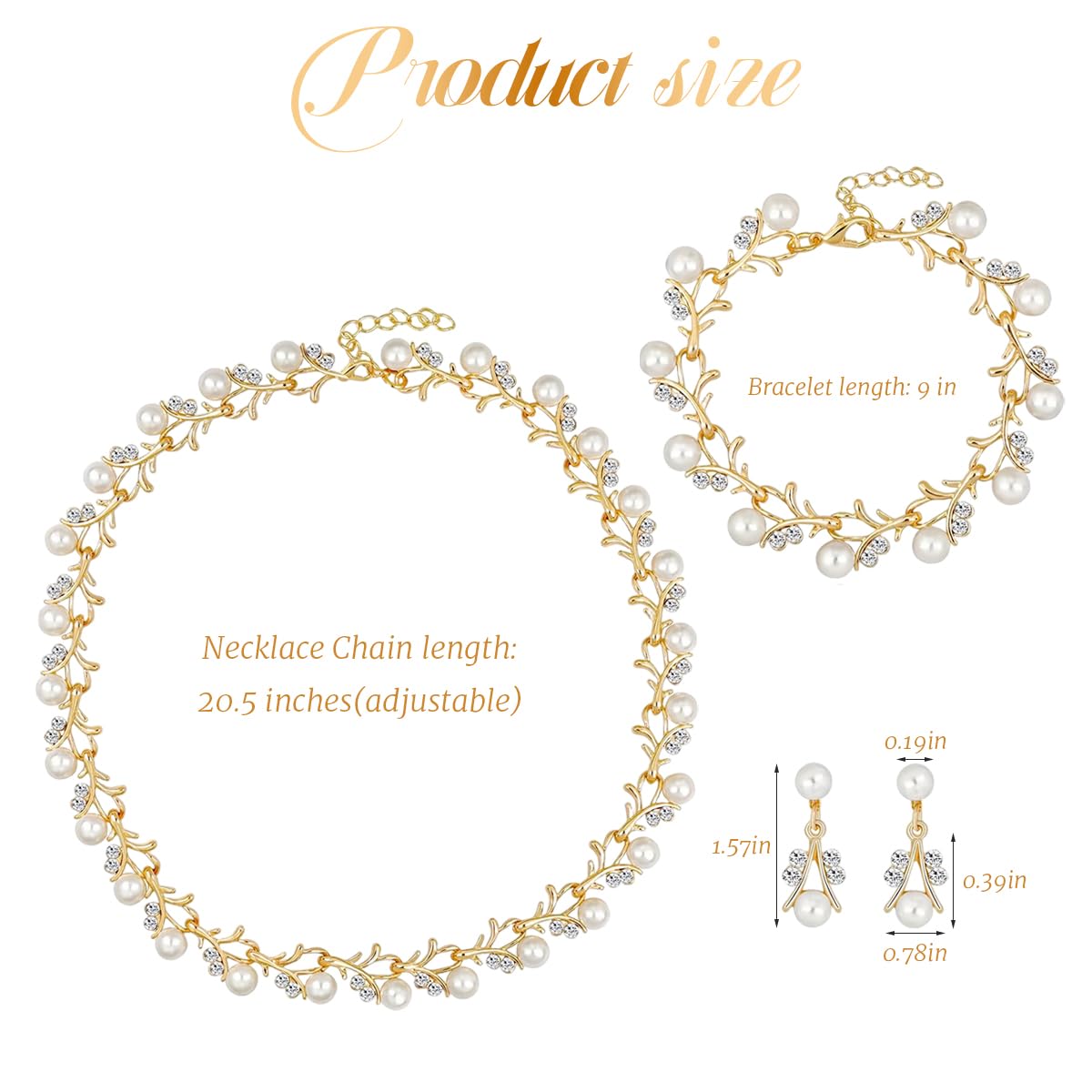 SANNIDHI Jewelry Set for Women with Faux Pearl and Rhinestone Design | Necklace Bracelet Earrings Combo for Wedding or Party