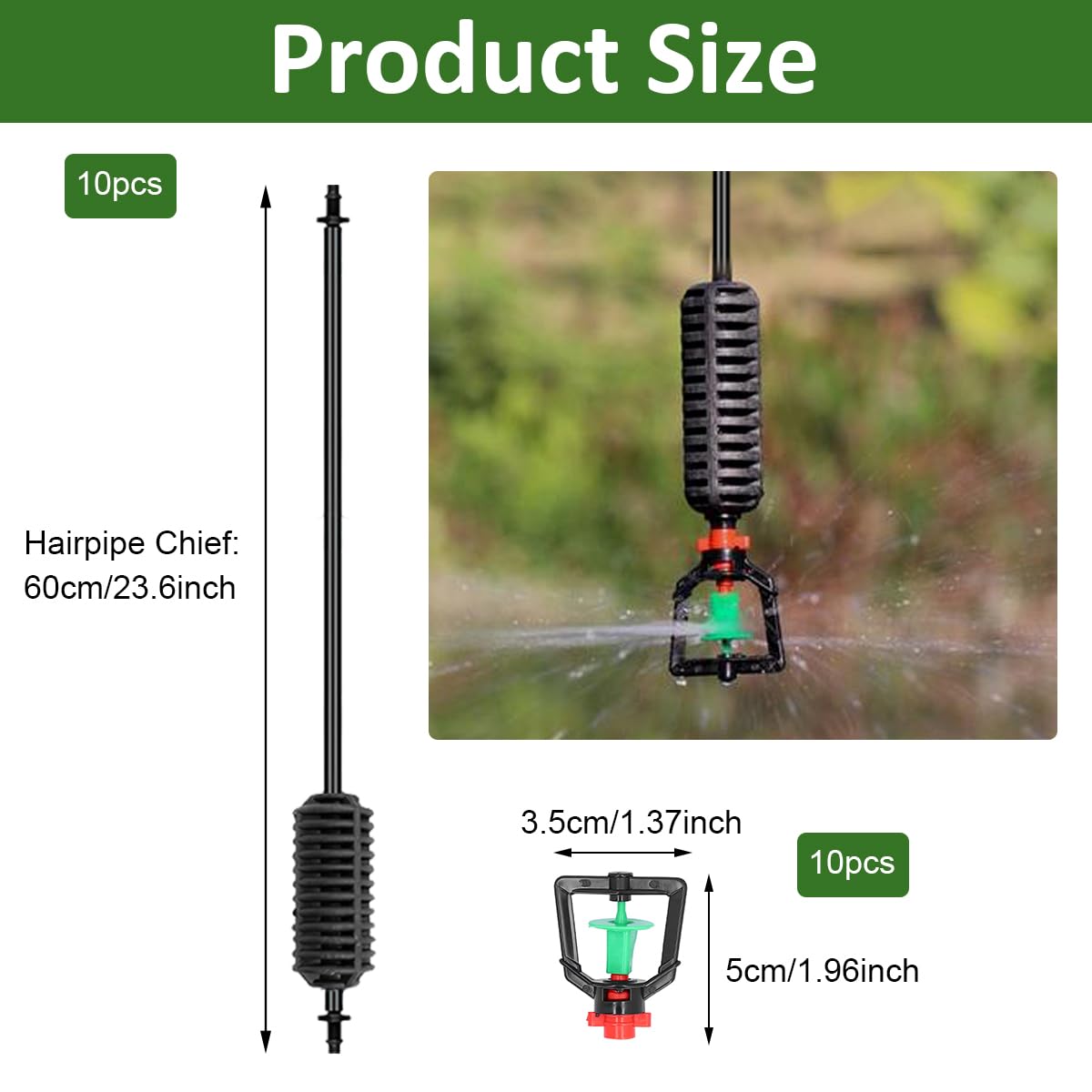 HASTHIP Hanging Drip Irrigation Kit for Gardens and Greenhouses with 60 cm 360° Rotary Sprinklers | 10 Pcs Automatic Watering System