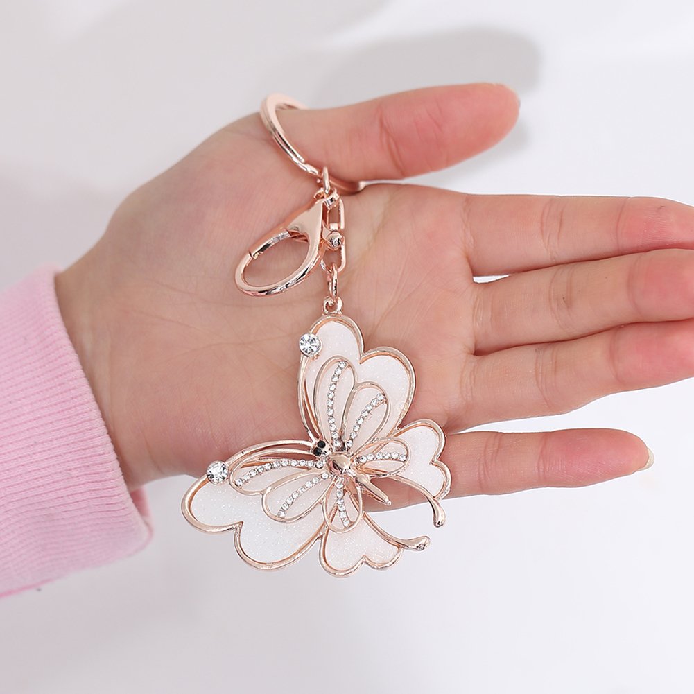 PATPAT Creative Butterfly Zinc Alloy Rhinestone Crystal Purse Bag Key Chain Ring for Men and Women