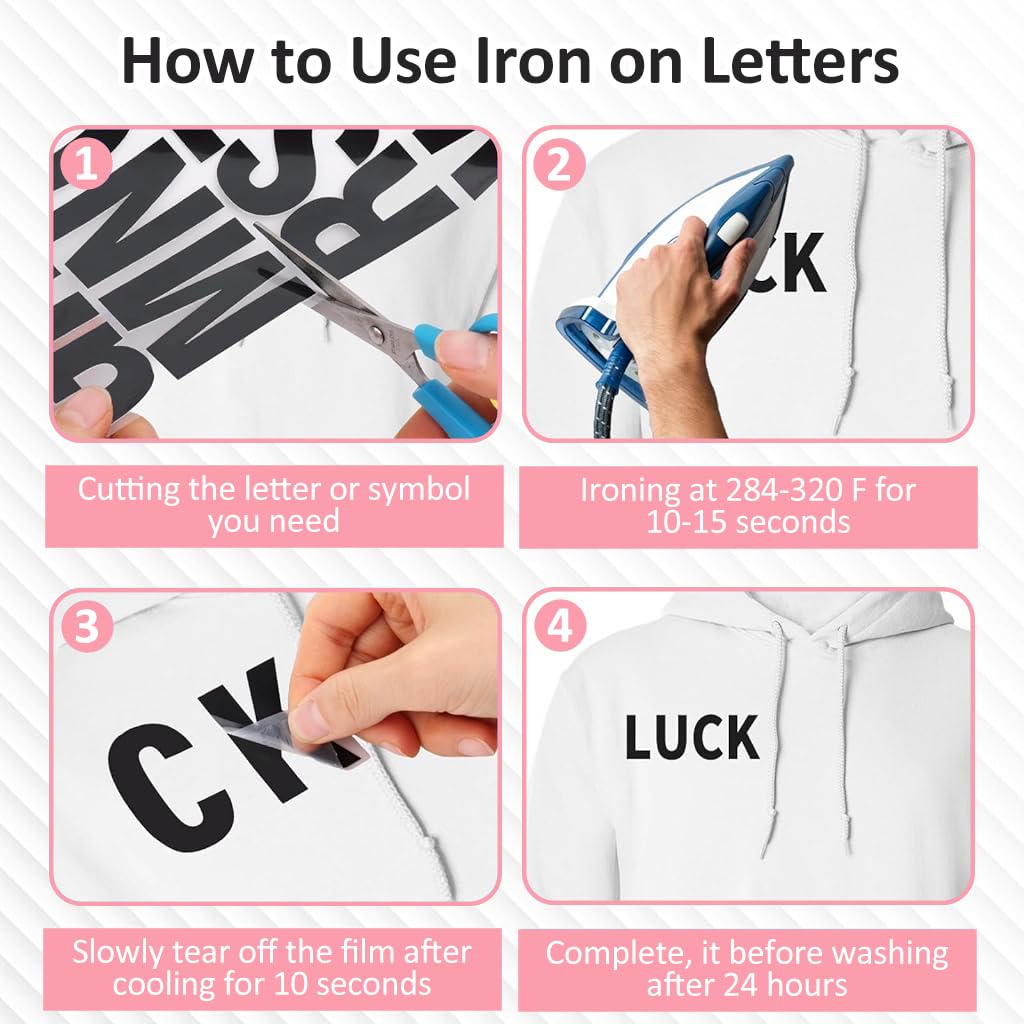 ZIBUYU Iron on Letters for Clothing with 2 Sheets 2 Inch PU Vinyl | A-Z Alphabet Transfers for DIY Crafts