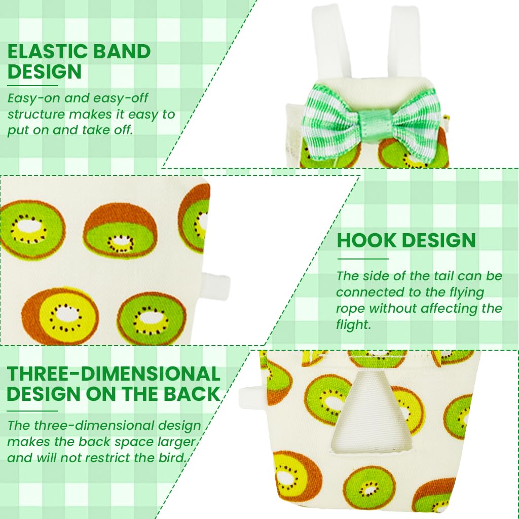 ZIBUYU Bird Flight Suit for Parrots with Waterproof Layer and Adjustable Straps | 2-Piece Kiwi Design