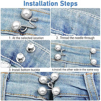 Venzina® 4 Pairs Jeans Button Pants Adjustable Waist Buckle, Instant Buttons for Loose Jeans, No Sewing Pant Waist Tightener Pins - Pearl & Crystal Style