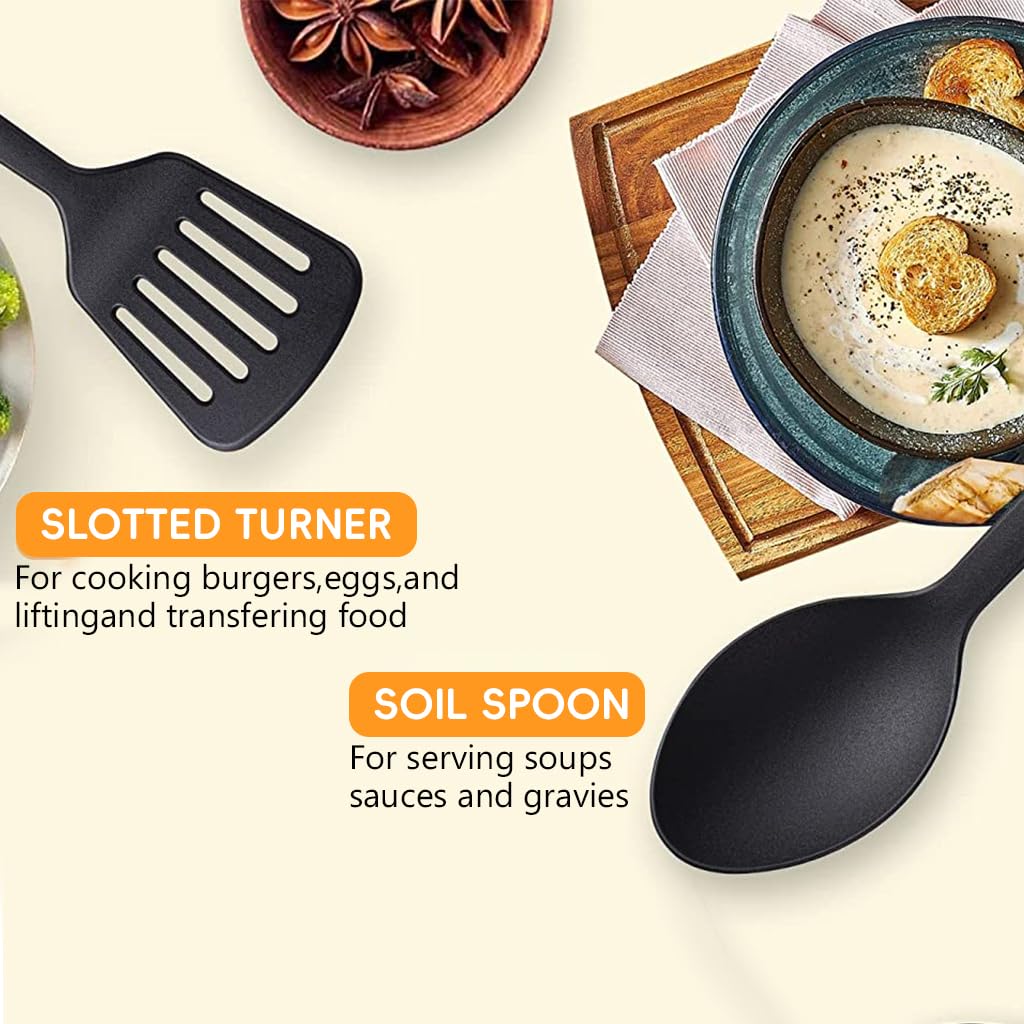 Supvox Nylon Kitchen Utensils Set for Non-Stick Cookware with 6pcs and 410°F Heat Resistance