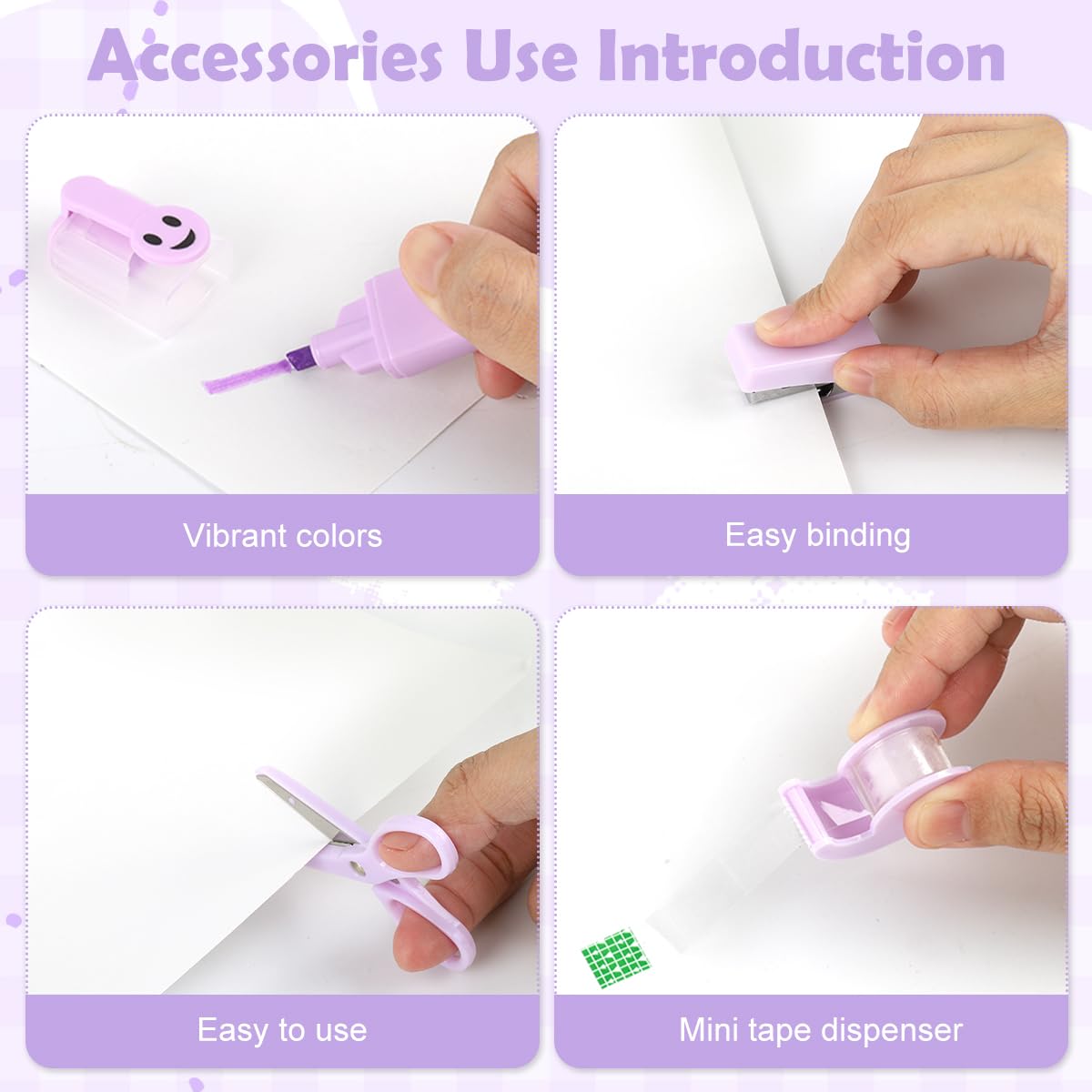 OFIFO Stationery Items Set for School and Office with Mini Stapler and 6pcs Supplies | Compact Portable Desk Kit