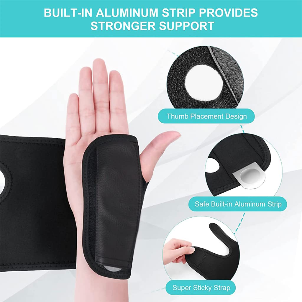 ZIBUYU Wrist Support for Right Hand Pain Relief with Removable Metal Brace and Adjustable Compression | Breathable Fabric for Sports and Daily Use