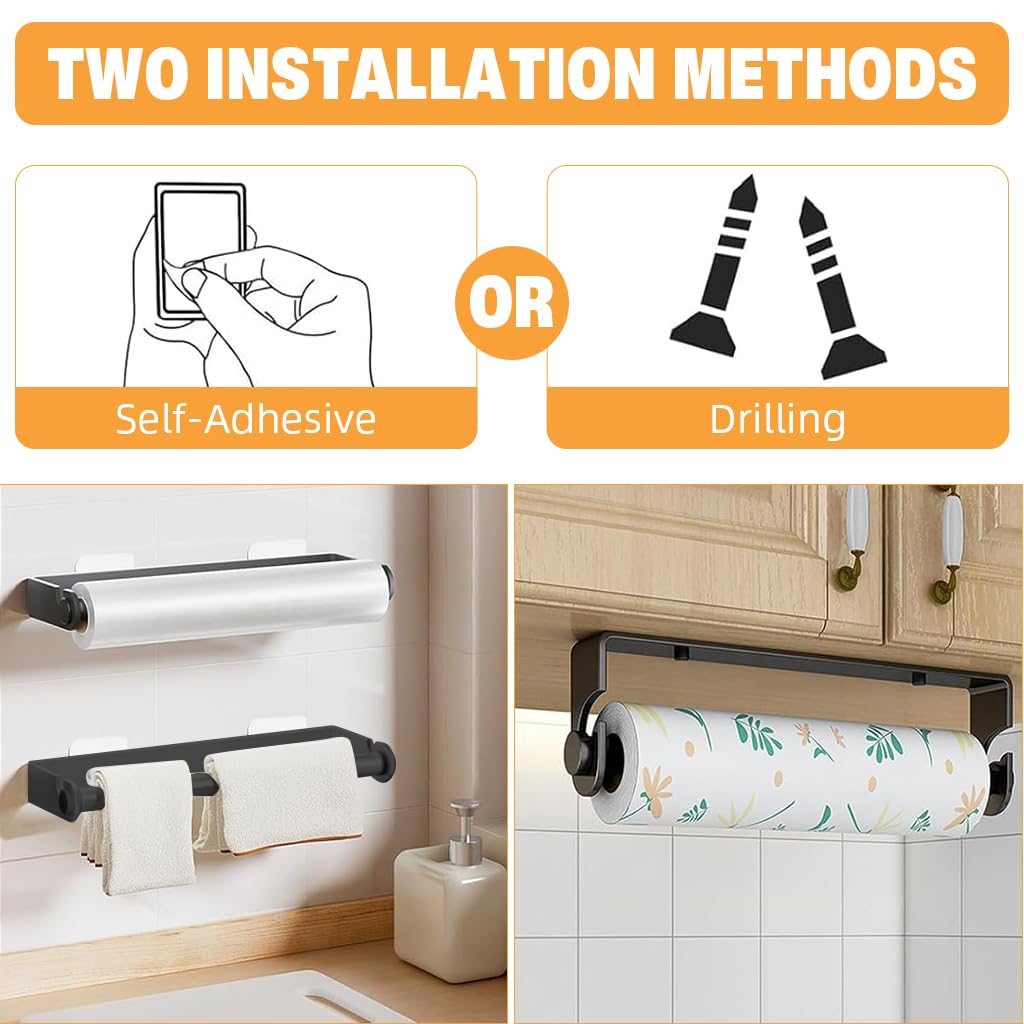 Supvox Kitchen Paper Towel Rack for Wall Mount with 11 in Rotating Bar and Stainless Steel Finish