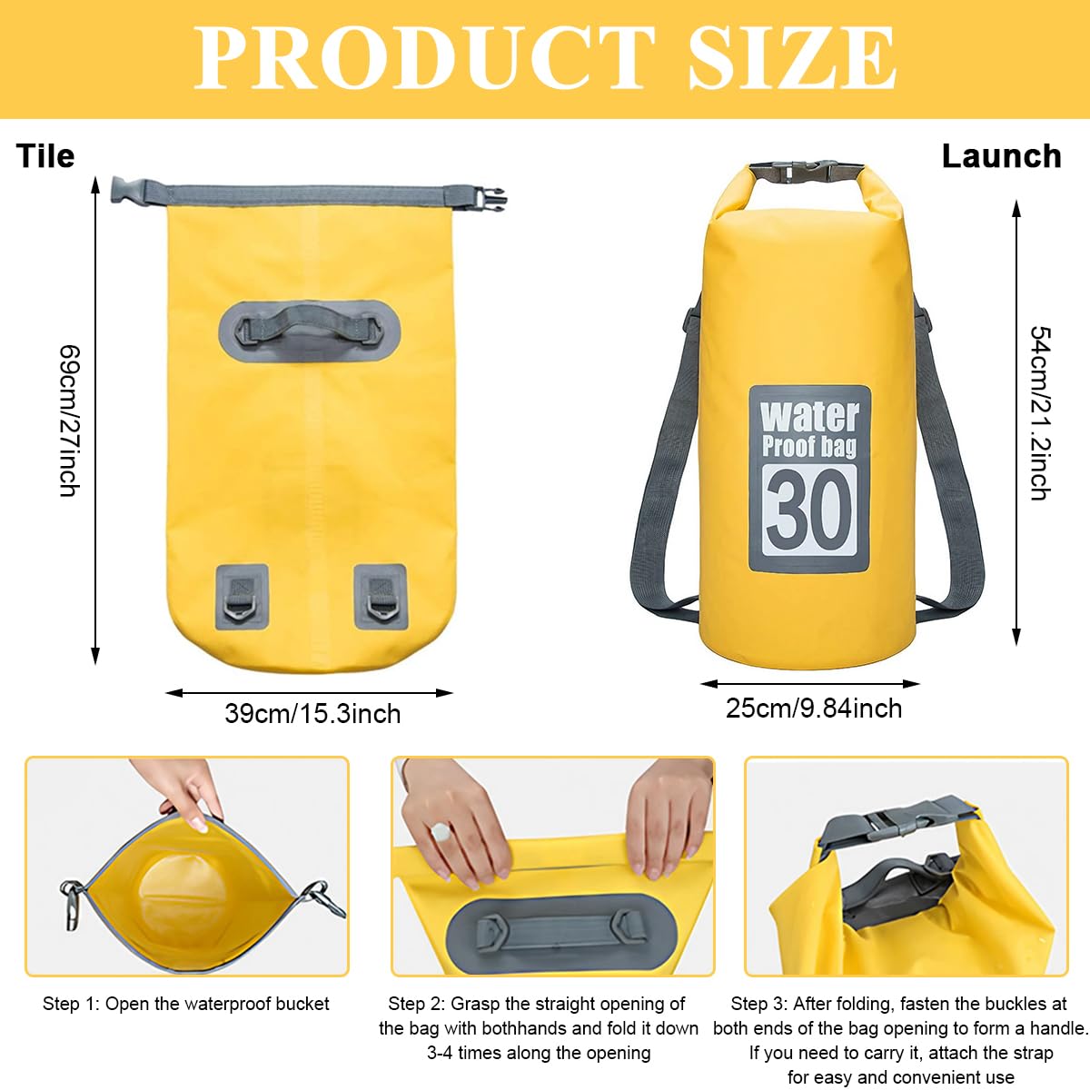 Proberos Dry Bag for Kayaking and Camping with 30L Capacity and Roll Top Closure | PVC Waterproof Phone Case