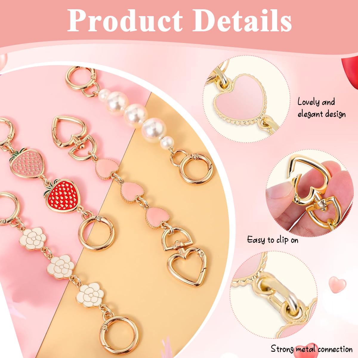 PALAY Bag Extender Chain for Purse and Handbag featuring Quick Connection Clasps 12PCS 5.7–6.7in | Golden Metal Strap Charm
