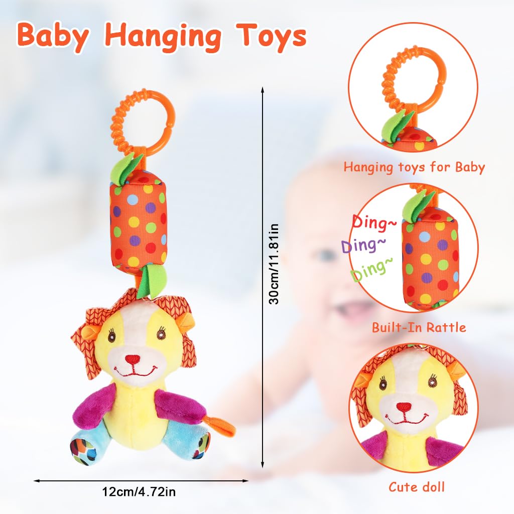 SNOWIE SOFT Baby Toys for Stroller with Open Ring Clasp and Plush Lion Rattle | Sensory Fun for 6–12 Months